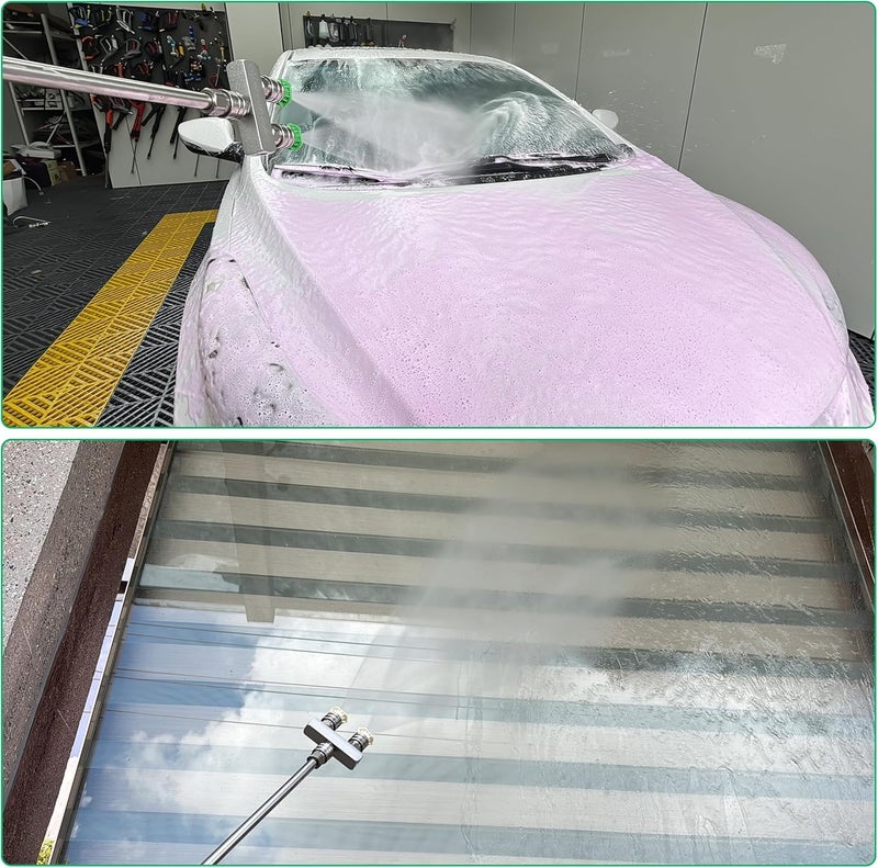 TasuoX رؤوس غسيل ضغط 2 في 1، فوهة غسيل ضغط مزدوجة مع 8 رؤوس رش غسيل (0°/15°/25°/40°)، مجموعة فوهات ضغط عالية 5000 PSI، توصيل سريع 1/4" للسيارات/الممرات/الأفنية - Image 4